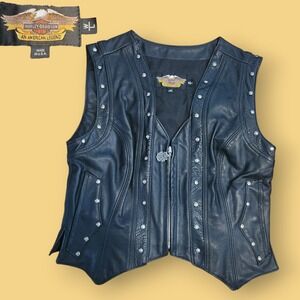 Vintage Harley Davidson Border Springer Heritage Leather Vest Women's Large USA